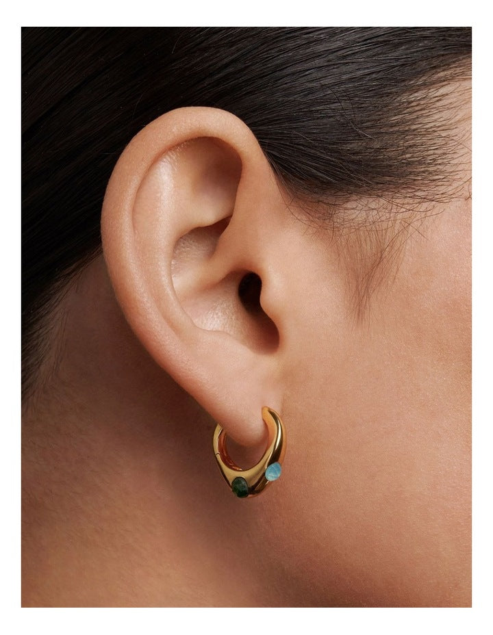 Coral Hoop Earrings in Gold