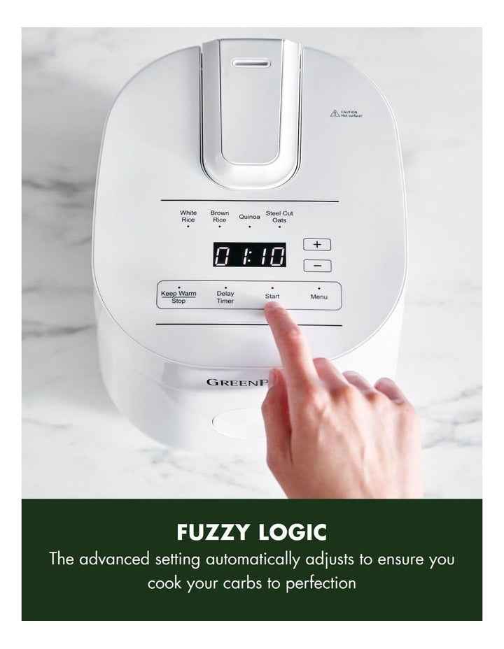 Rice Cooker White 2L/8 cups in White PFAS-free ceramic non-stick