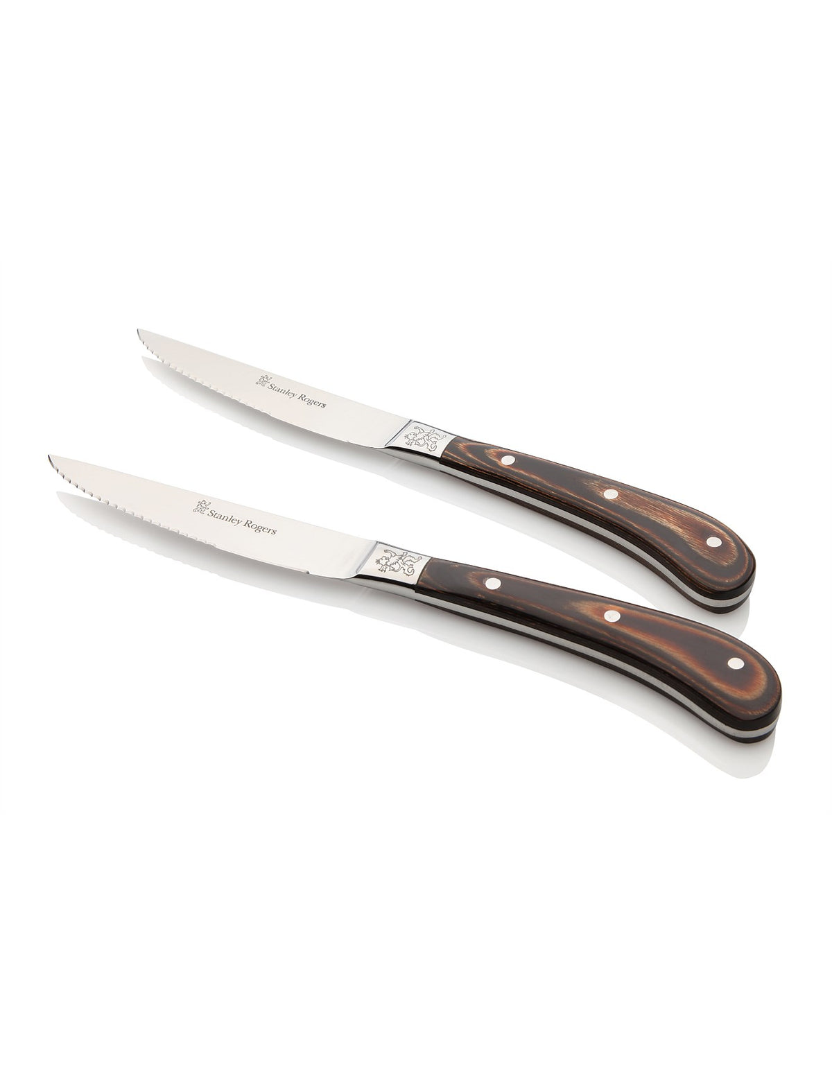 Pistol Grip Woodland Steak Knives 4pc Brown