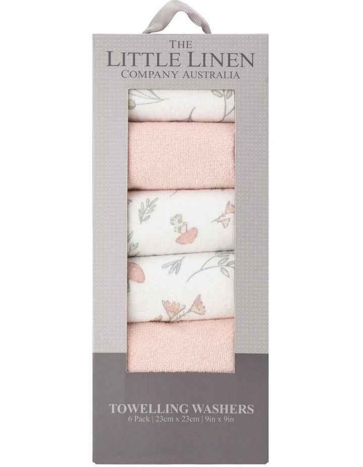 Towelling Wash Cloth Harvest Bunny 6 Pack in Pink