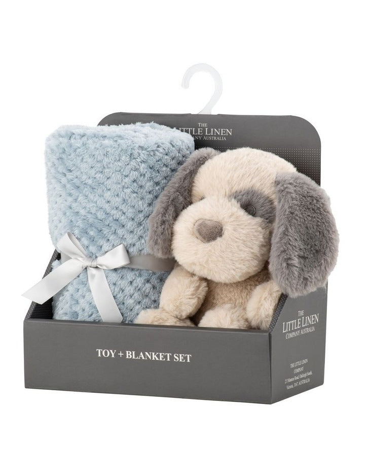 Plush Toy & Blanket Barklife Dog in Blue