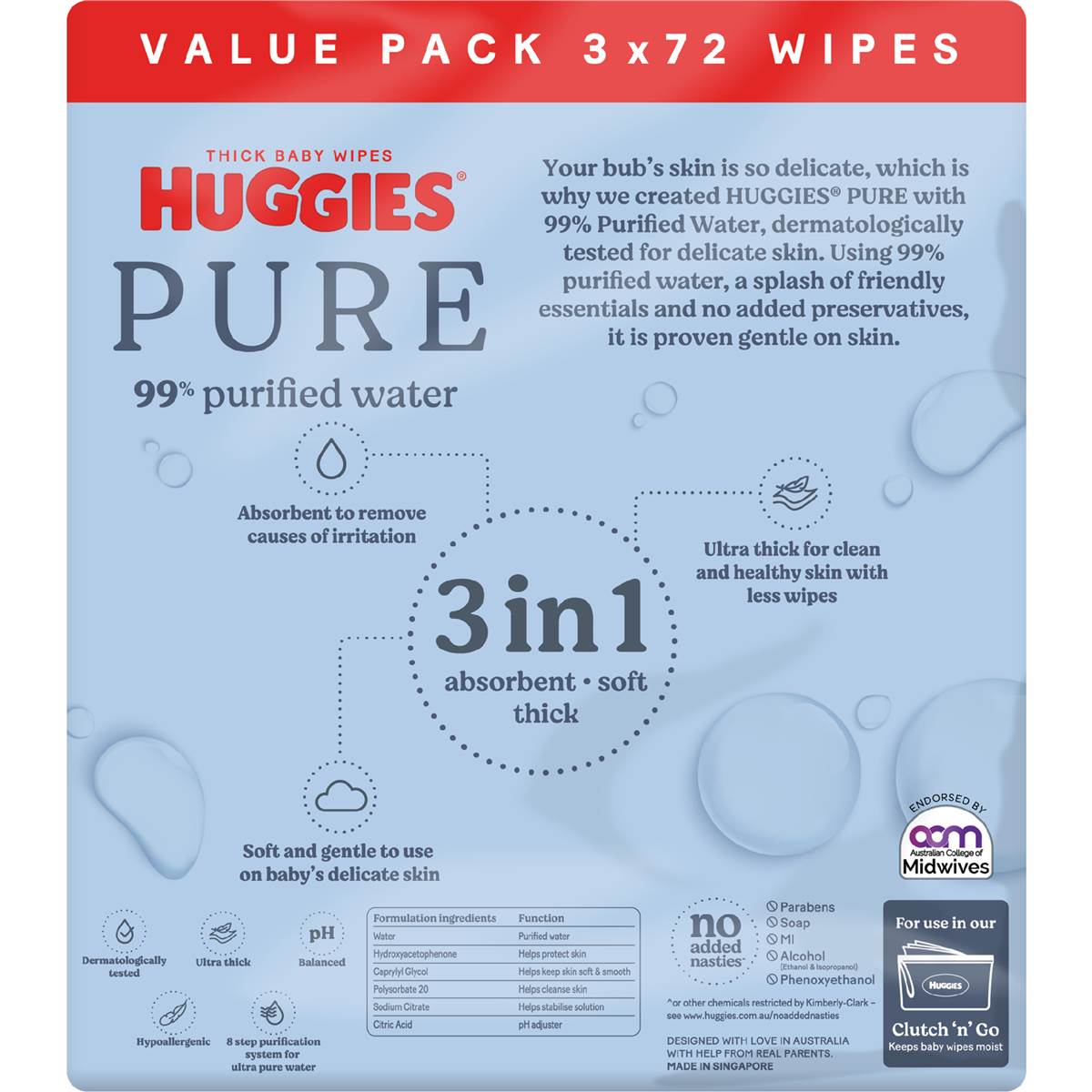Huggies Thick Baby Wipes 99% Purified Water 216 Pack
