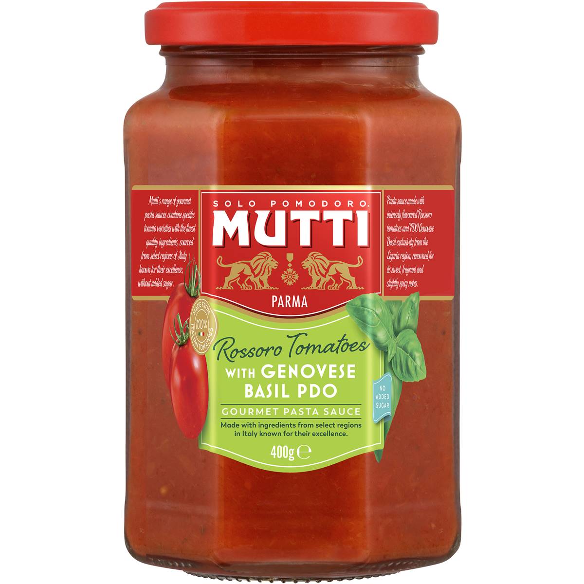 Mutti Gourmet Pasta Sauce Rossoro Tomatoes With Genovese Basil 400g