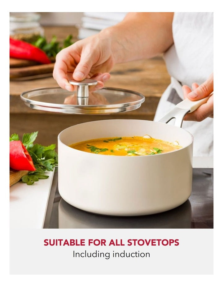 Aluminium Covered Saucepan 16cm/1.57L in Almond Cream