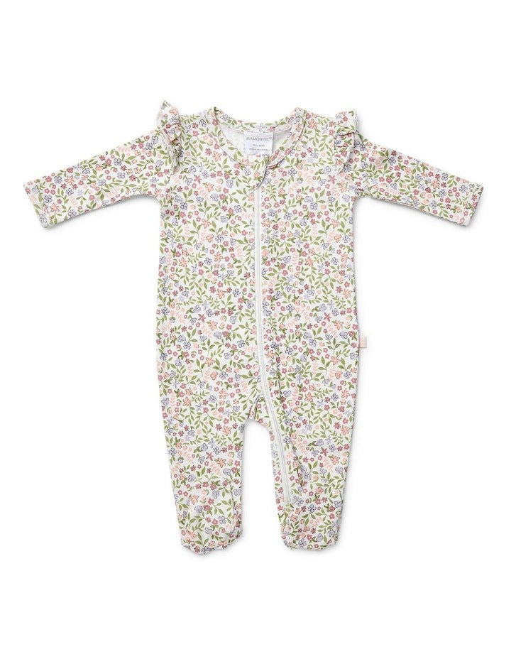 Frill Zipsuit in Swan Floral
