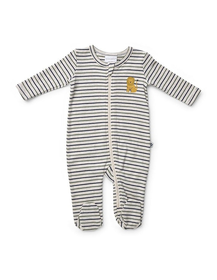 Striped Zip Coverall in On Safari