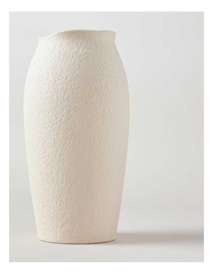Peninsula Textured Ceramic Vase 33cm in Matte White