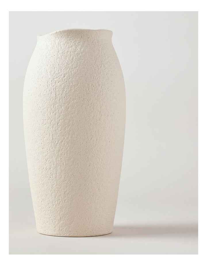 Peninsula Textured Ceramic Vase 33cm in Matte White