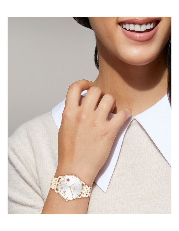 Elliot Calfskin Dial Watch in Rose Gold