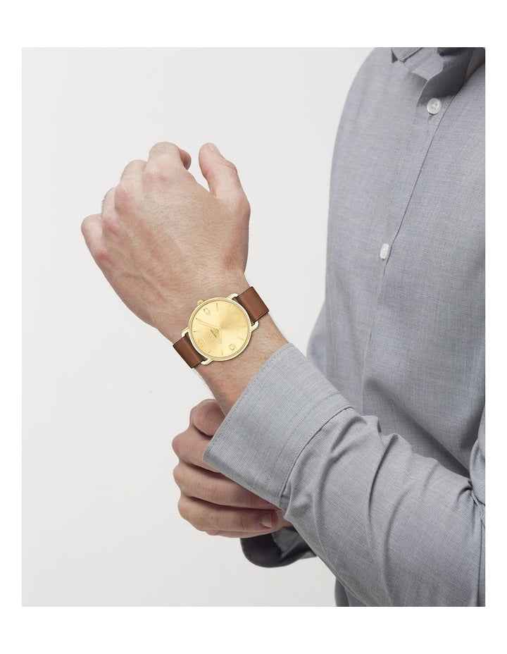 Elliot Saddle Calfskin Dial Watch in Gold