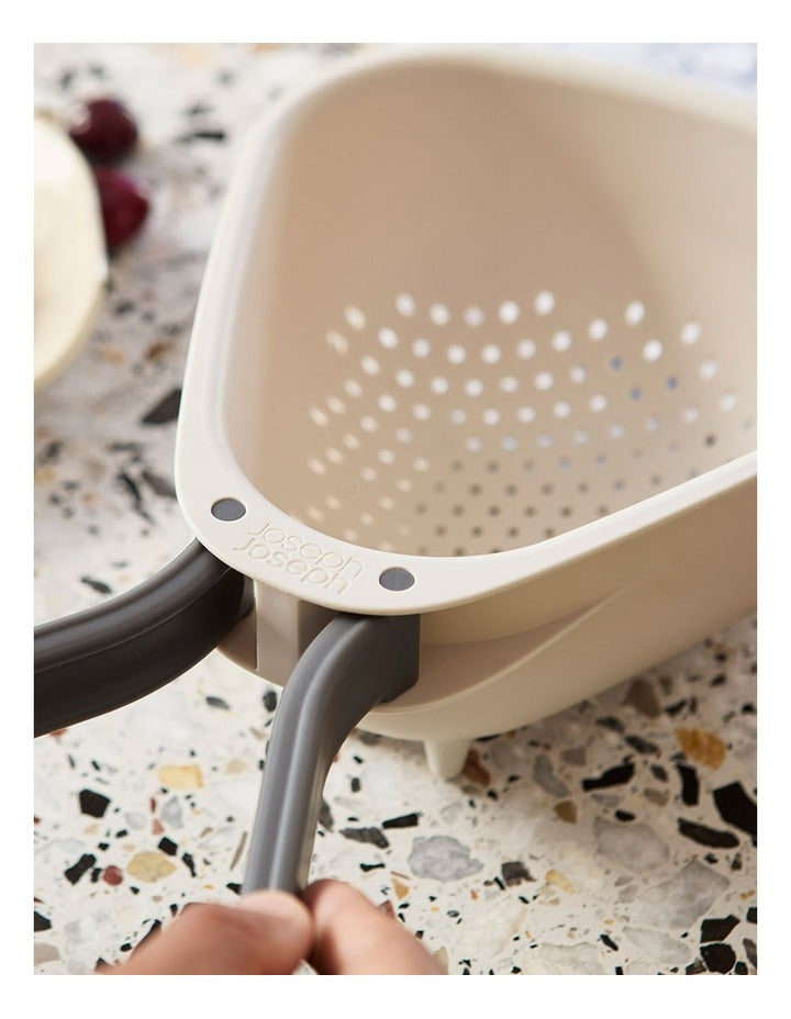 Droplet Large Plastic Folding Colander in Stone