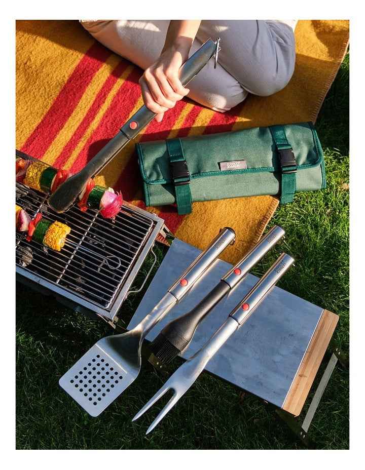 GrillOut Bbq Utensil Set with Case 4 Piece in Stainless Steel