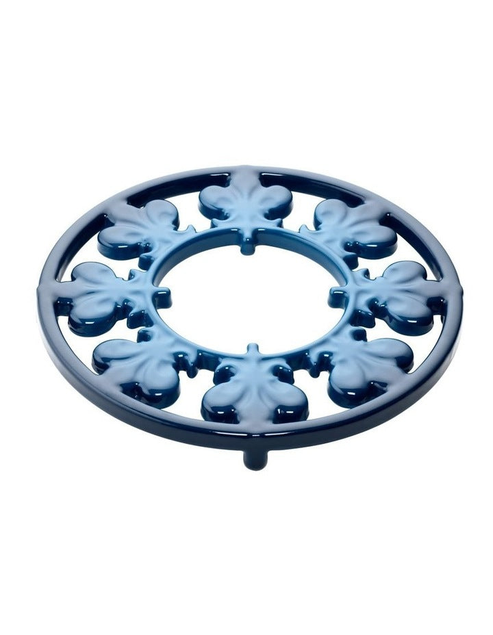 Fleur De Lis Cast Iron Trivet 20cm - Navy