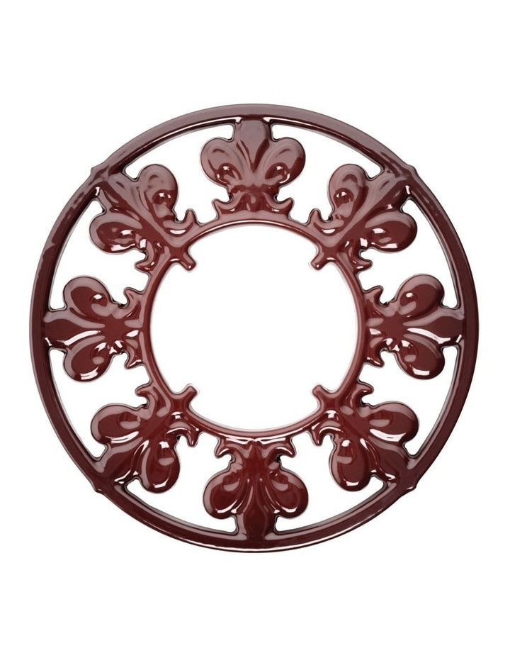 Fleur De Lis Cast Iron Trivet 20cm - Burgundy