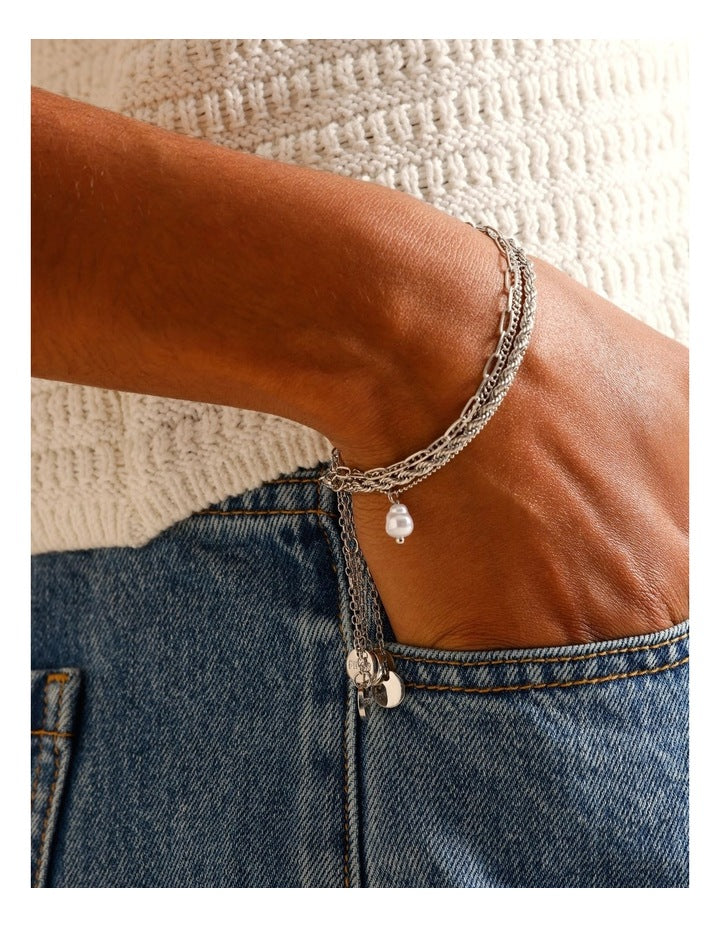 Chain Bracelet Set in Silver