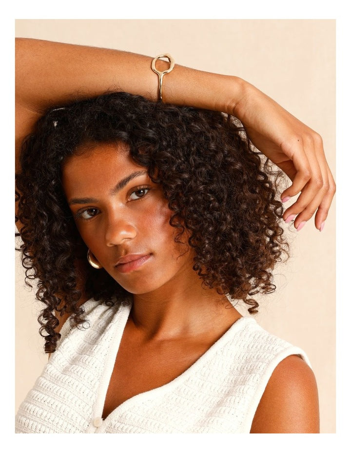 Irregular Cut Out Bangle in Gold
