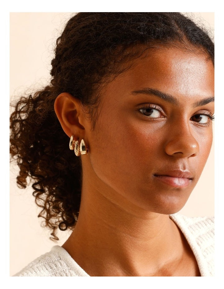 Hoop Earrings 3 Pack in Gold
