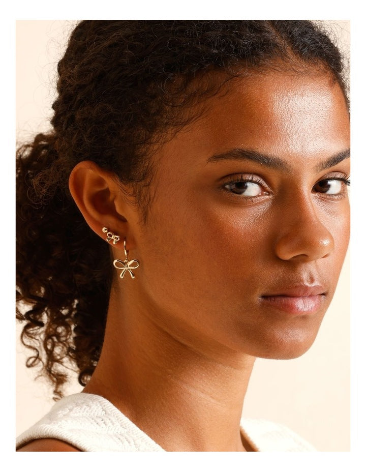 Bow & Stud Earrings 3 Pack in Gold