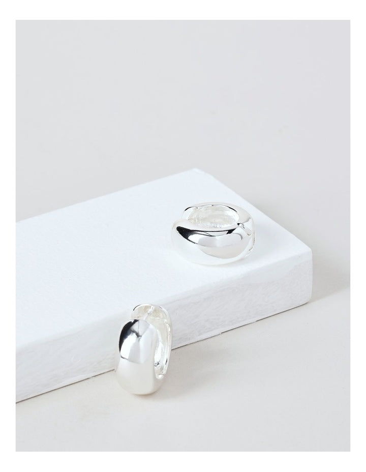 Chunky Hoop Earrings in Silver
