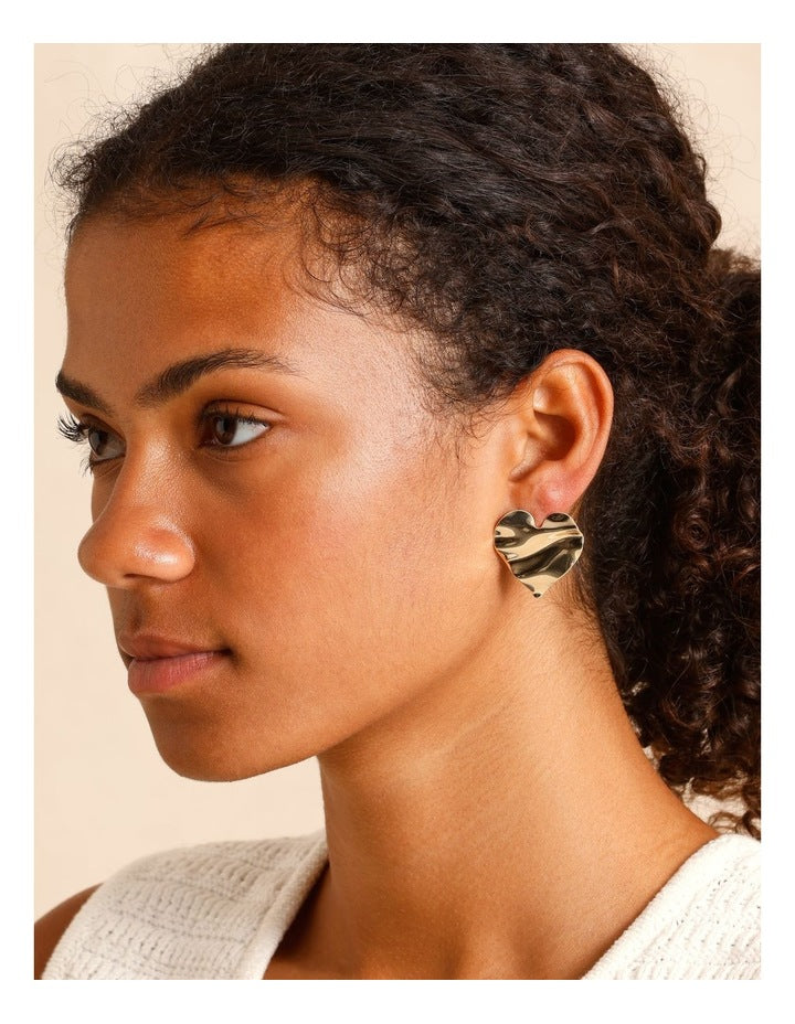 Heart Stud Earring in Gold