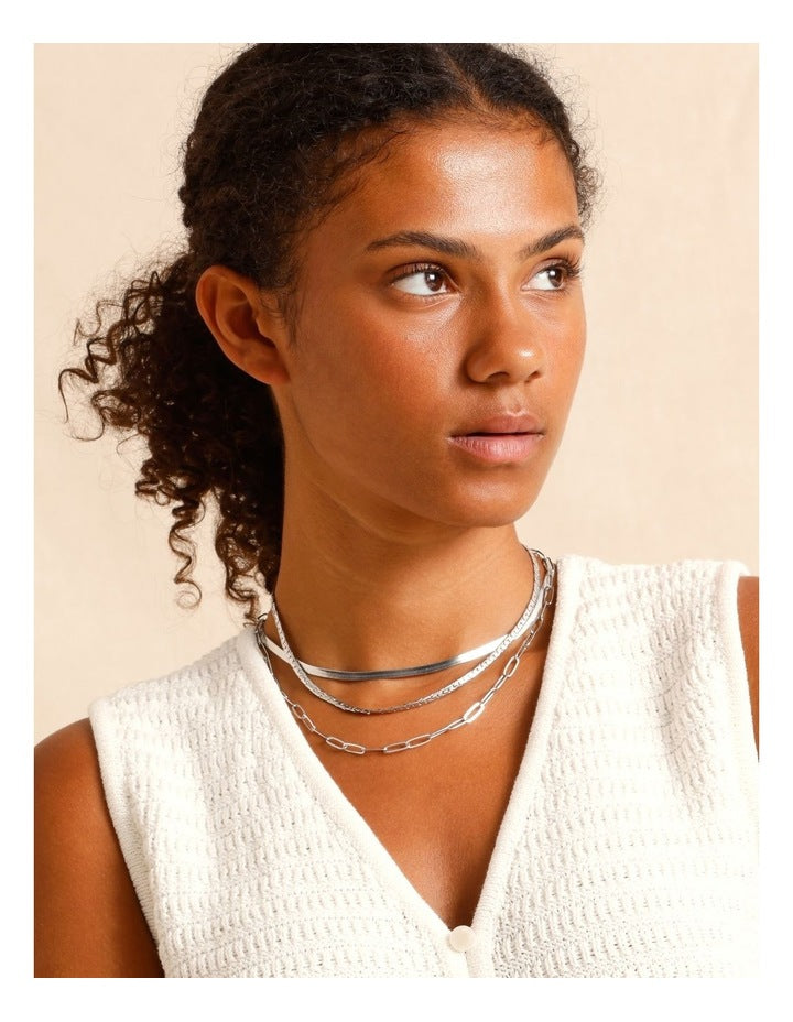 Chain 3 Layer Necklace in Silver