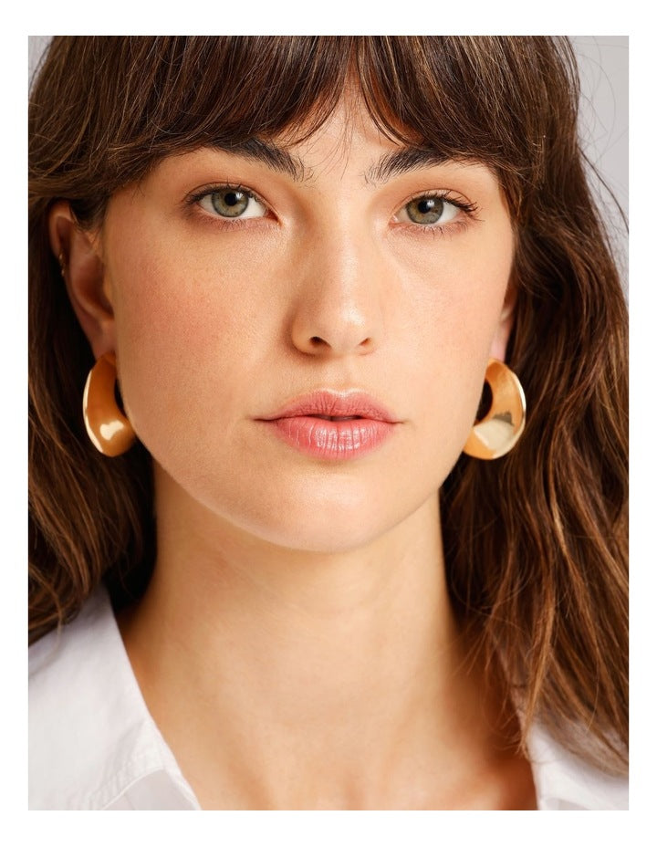 Large Round Hoop Earrings in Gold