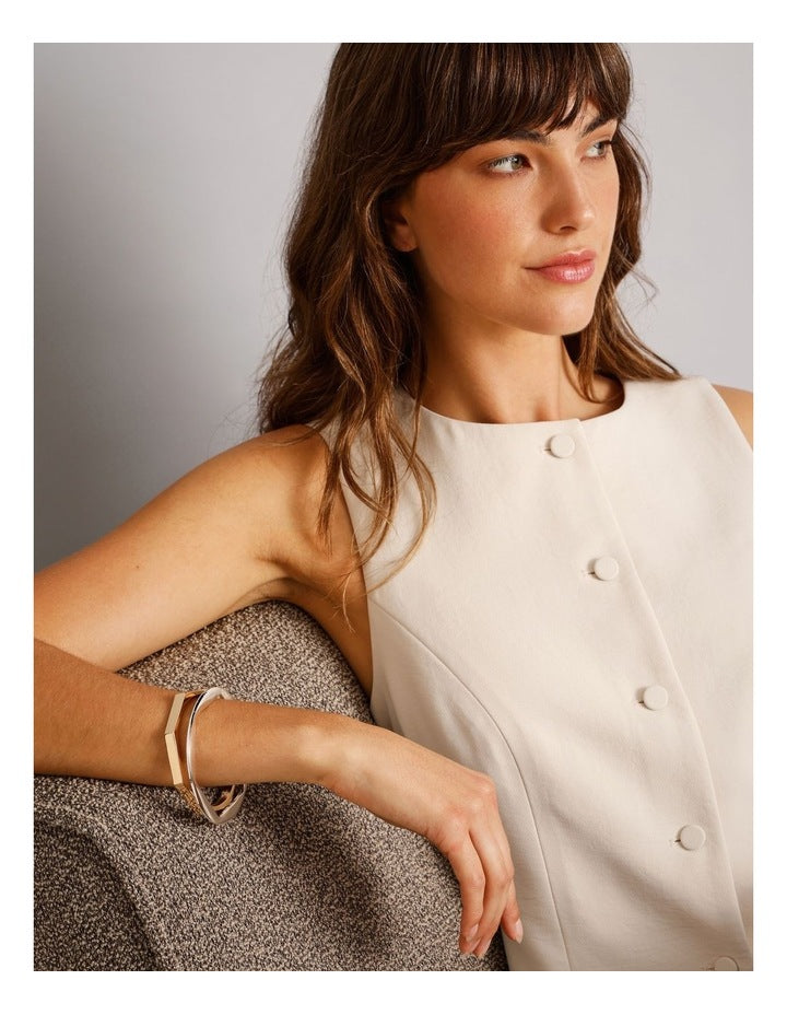 Mixed Metal Bangle in Silver