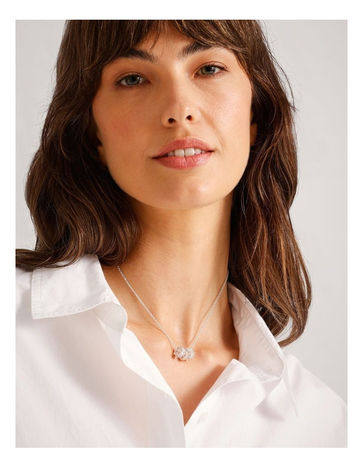 Diamante Charm Necklace in Silver