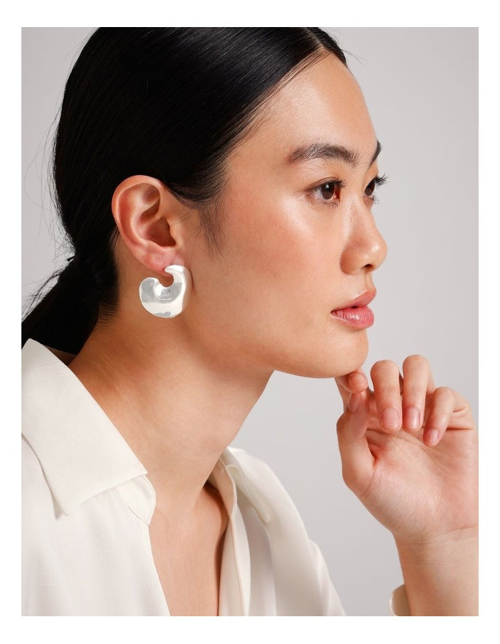 Irregular Heart Stud Earring in Silver