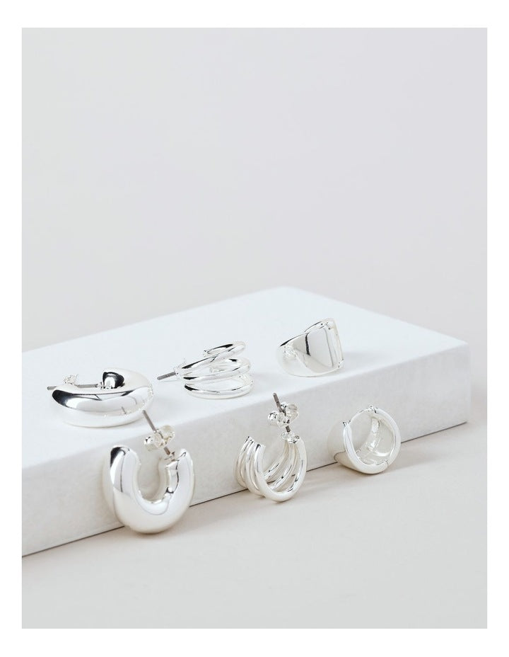 Multi Hoop Earrings 3 Pack in Silver