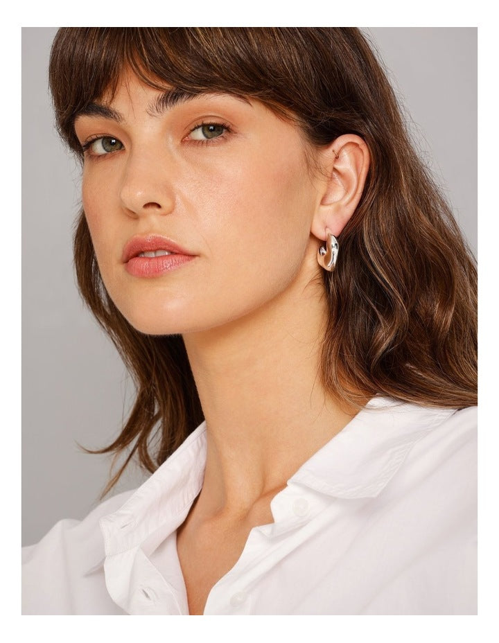 Irregular Hoop Earrings in Silver