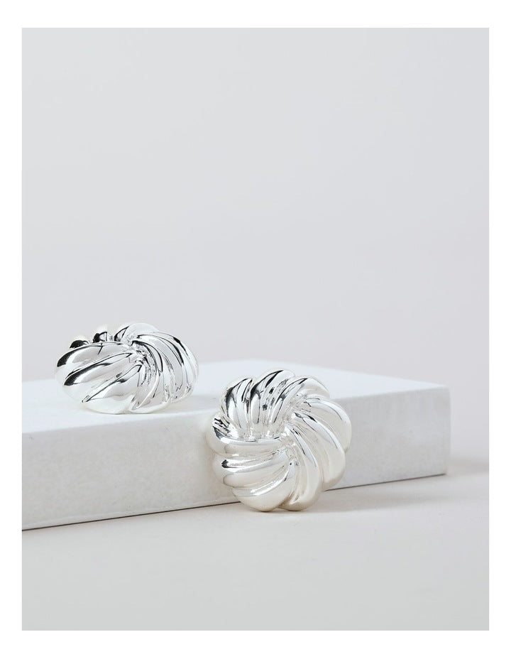 Twist Stud Earring in Silver