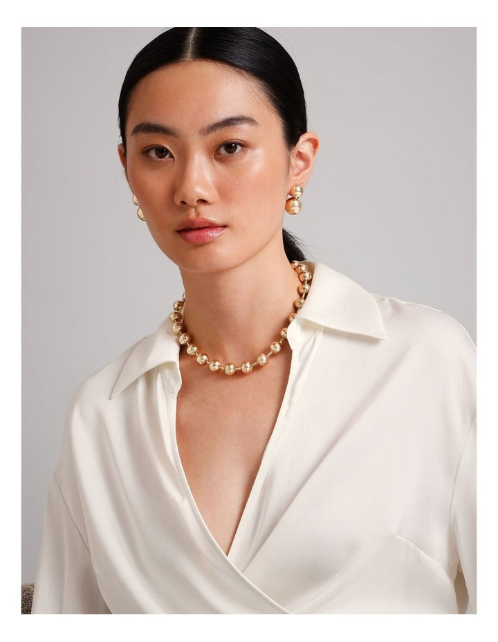 Large Ball Necklace in Gold