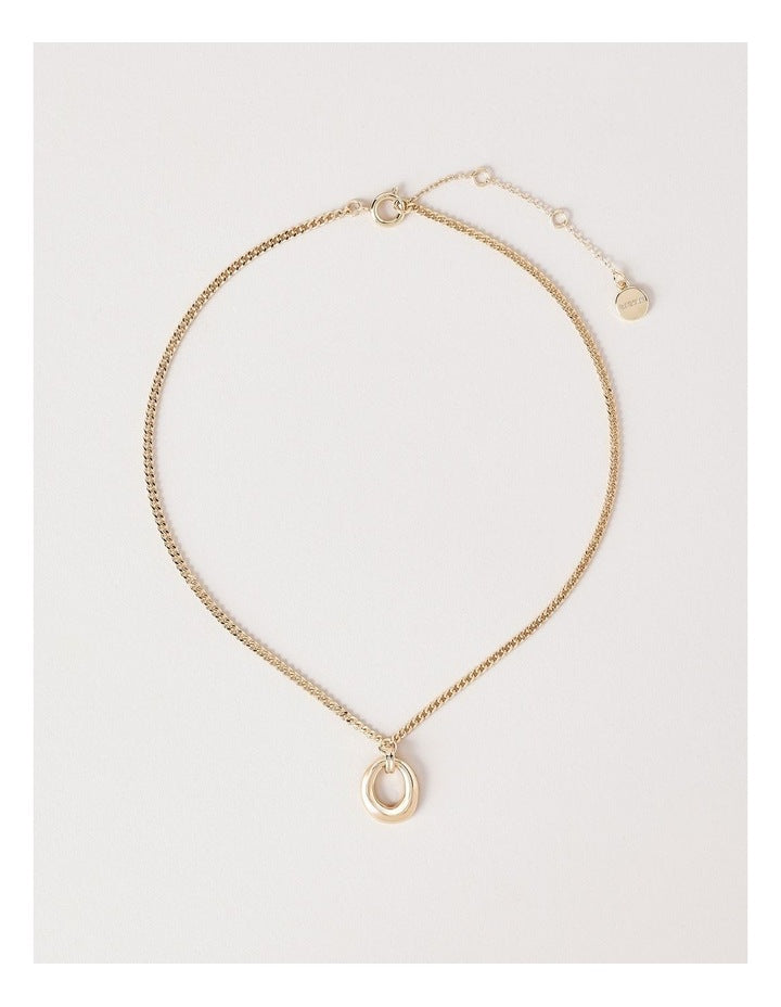 Irregular O Ring Drop Long Necklace in Gold