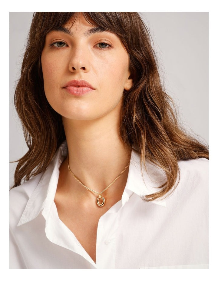 Irregular O Ring Drop Long Necklace in Gold