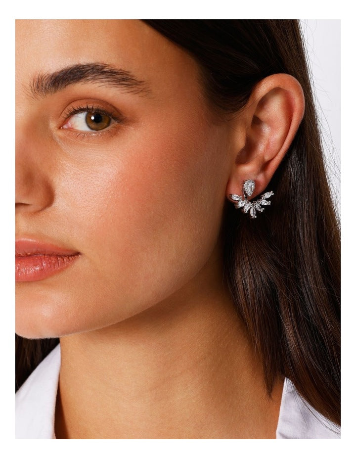 Half Circle Diamante Stud Earring in Silver