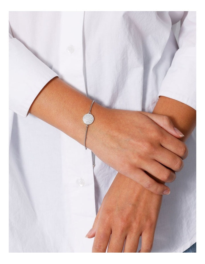 Diamante Disc Bracelet in Silver