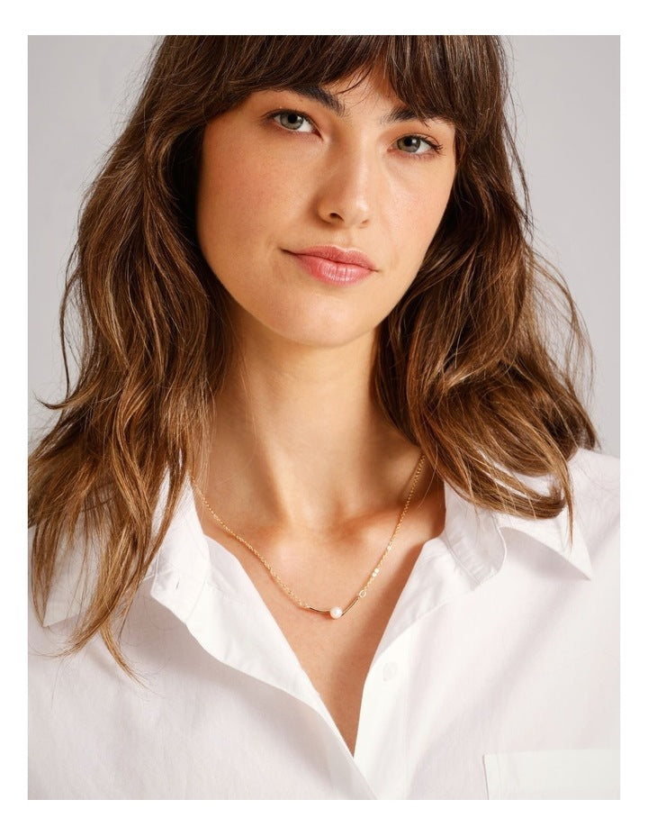 Pearl Barre Necklace in Gold