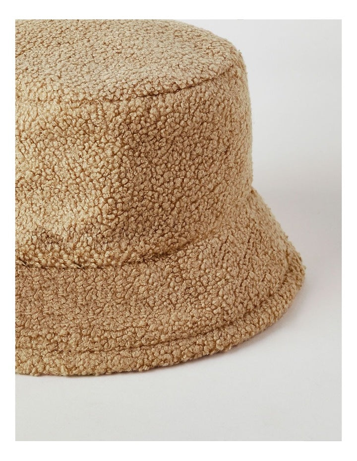 Drew Teddy Winter Bucket Hat in Camel