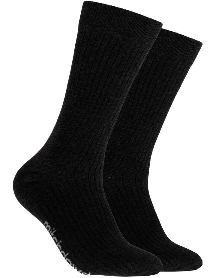 Plain Cotton Crew Socks 5 Pack in Black