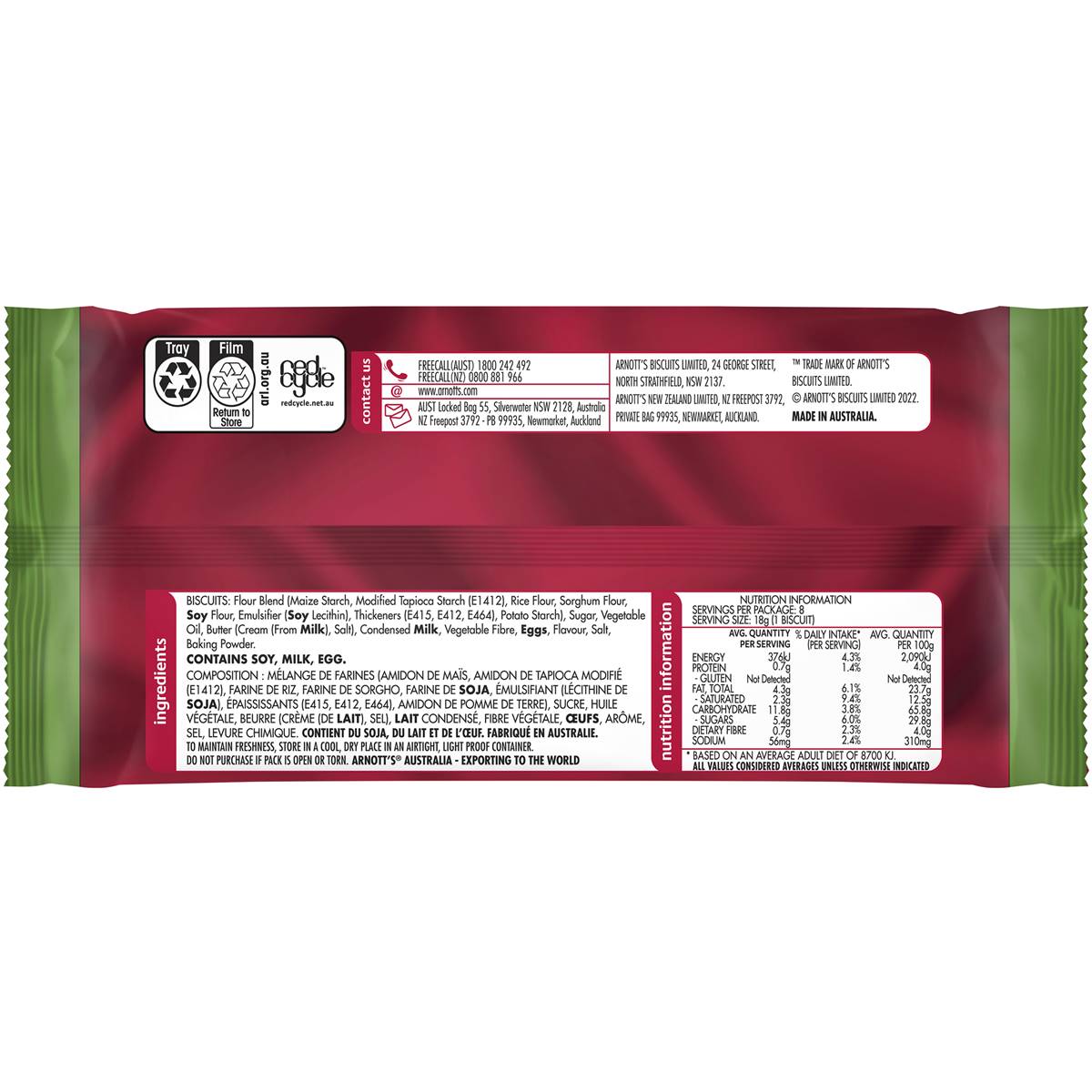 Arnotts Gluten Free Shortbread Cream Biscuits 144g