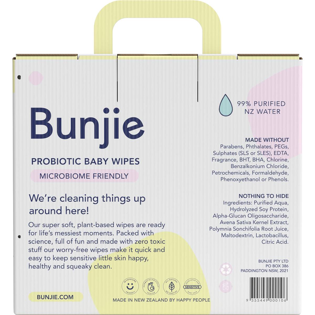 Bunjie Baby Probiotic Baby Wipes 3 x 80 pack