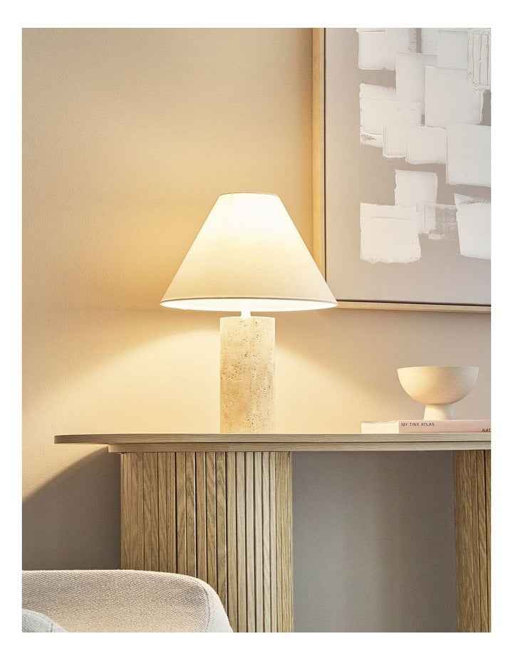 Astrid Travertine Table Lamp 43cm in Brown
