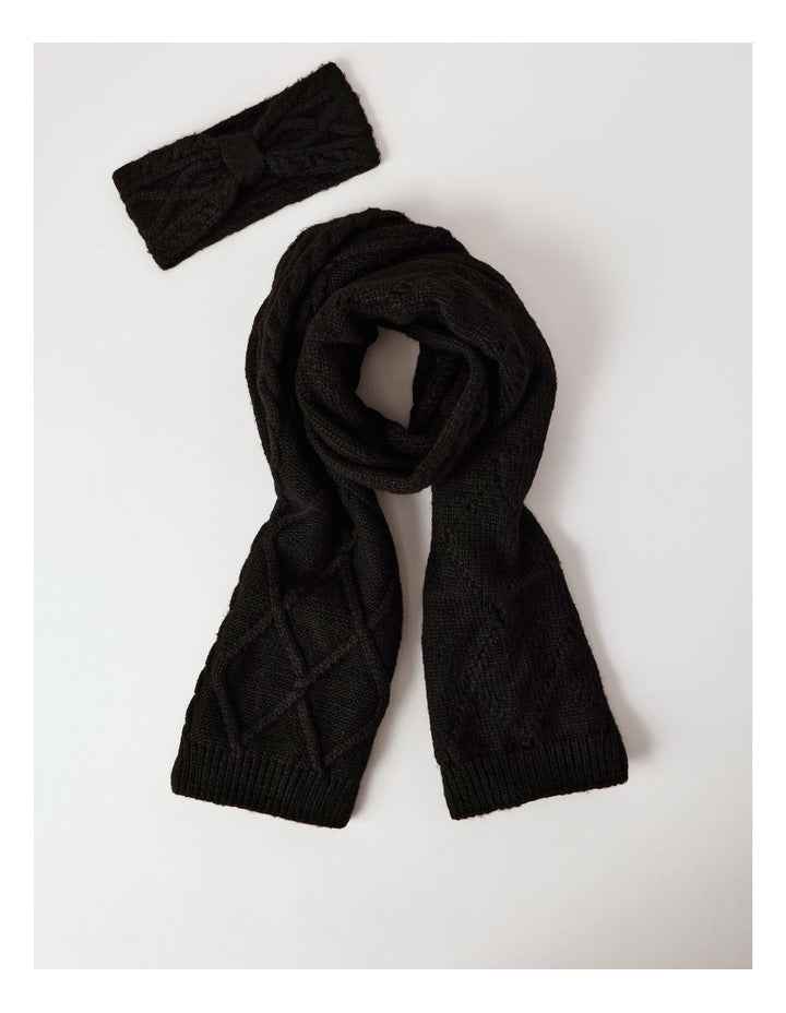 Scarf/Headband Gift Box Set in Black