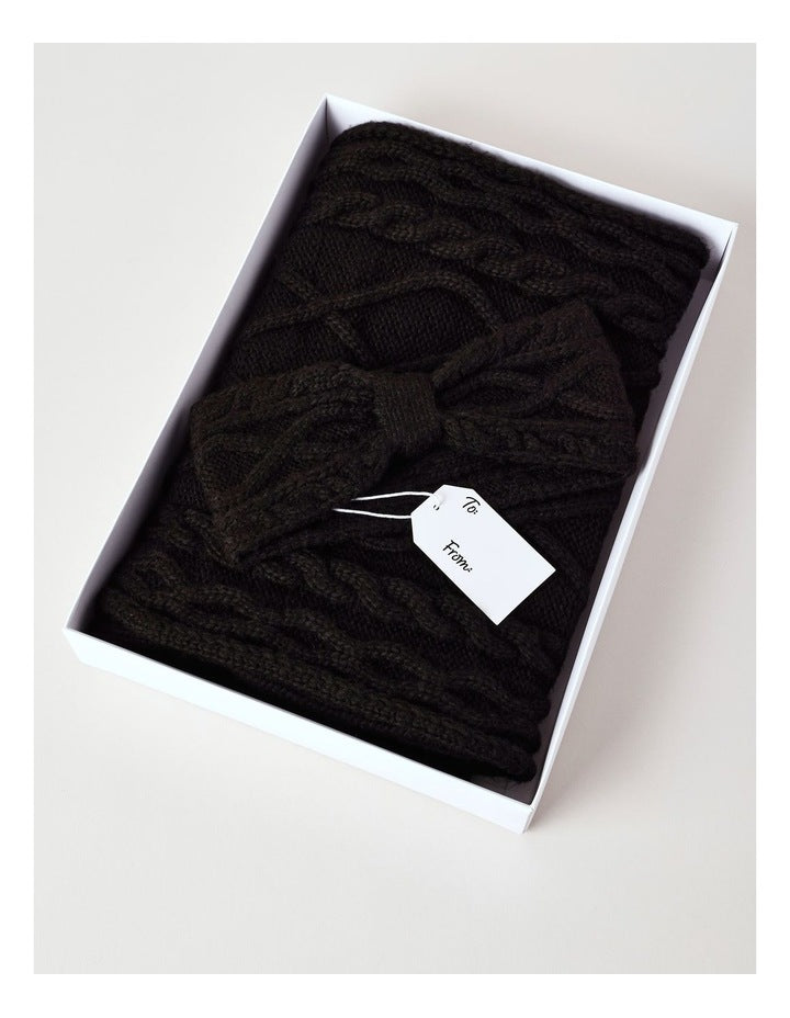 Scarf/Headband Gift Box Set in Black