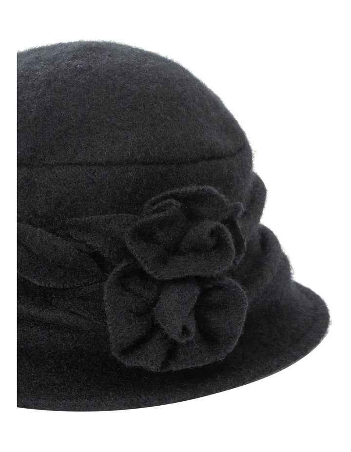 Cloche Hat With Flowert in Black