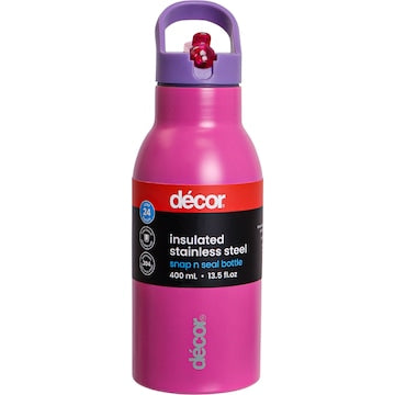 Decor Snap n Seal Water Drink Bottle Assorted 400mL each