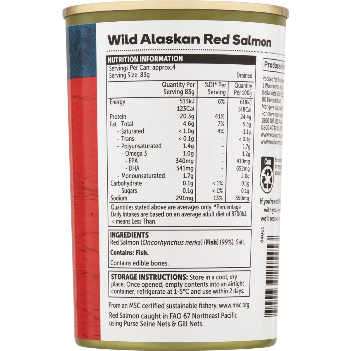 Woolworths Red Salmon 415g