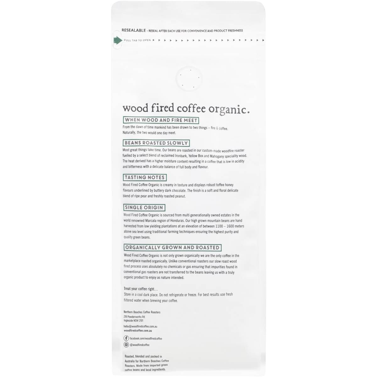 Wood Fired Coffee Organic Beans 500g