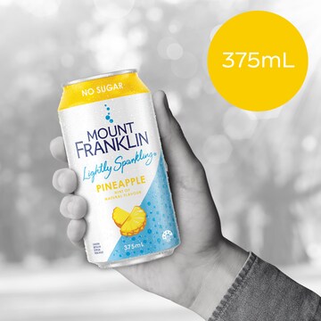 Mount Franklin No Sugar Lightly Sparkling Pineapple Water Cans 375mL x 10 pack